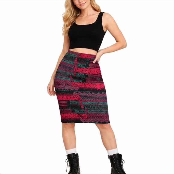 LuLaRoe Dresses & Skirts - LuLaRoe Simply Comfortable Cassie Midi Skirt Women's XL Pink Green Black NWT